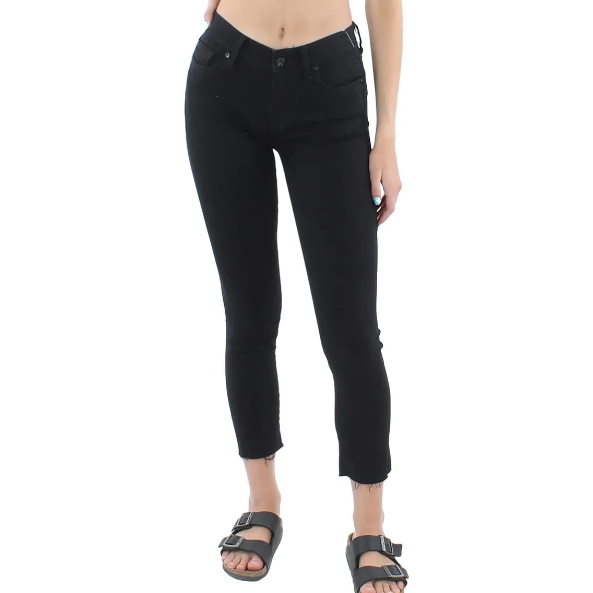 Denim Raw Hem Cropped Jeans