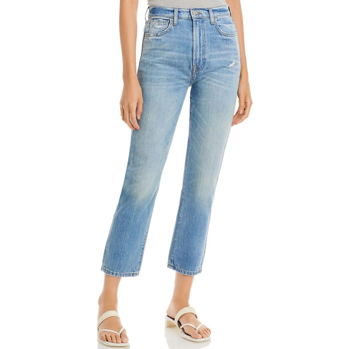 Denim Whisker Wash Cropped Jeans