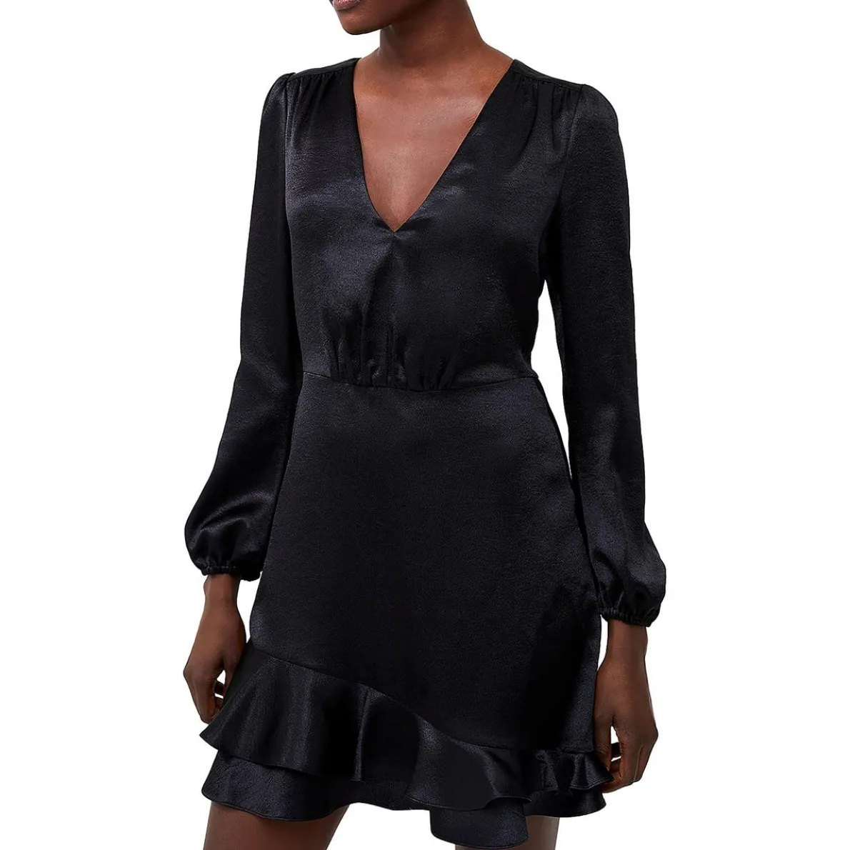 Denney Satin Short Mini Dress