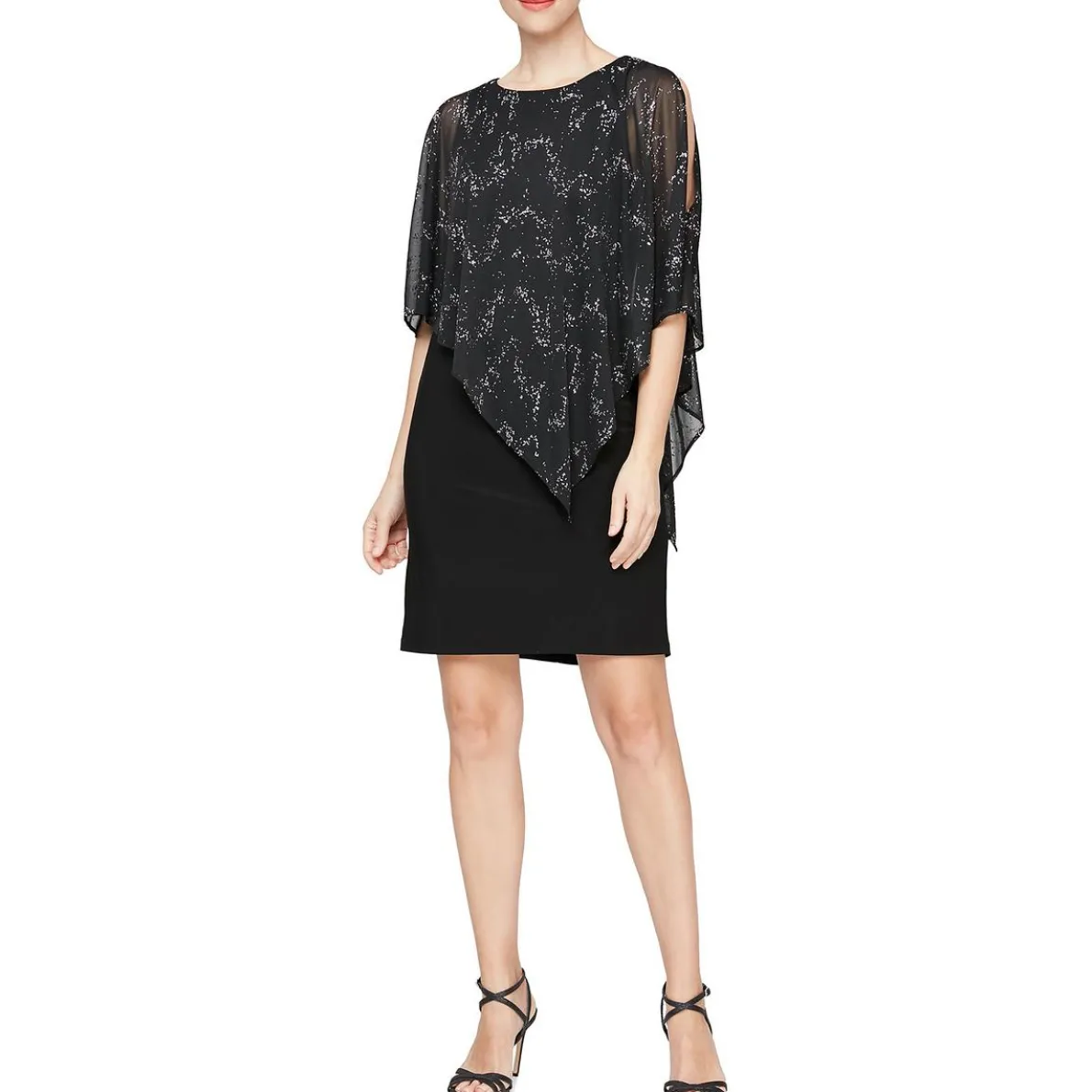 Cape Metallic Cocktail And Party Dress
