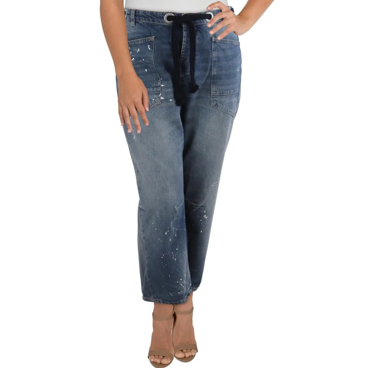 Distressed Denim Wide Leg Jeans