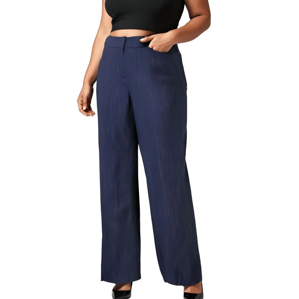 Plus High Rise Work Wear Straight Leg Pants