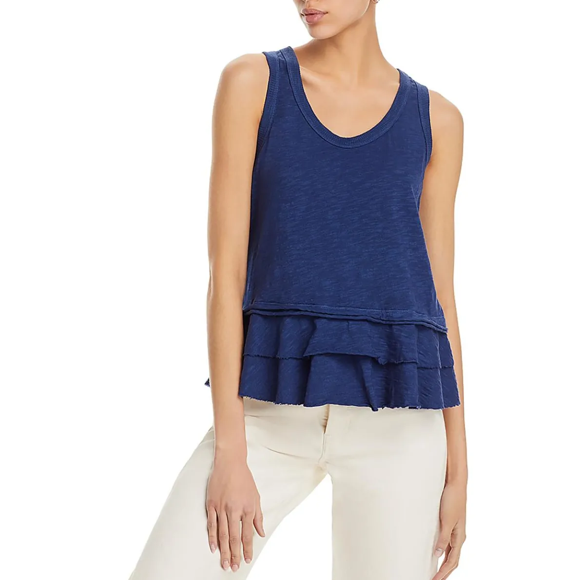 Double Tiered U Neck Crop Top