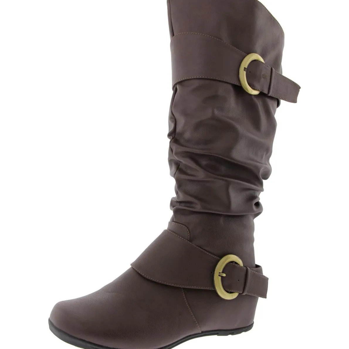 Wide Calf Faux Leather Knee-High Boots