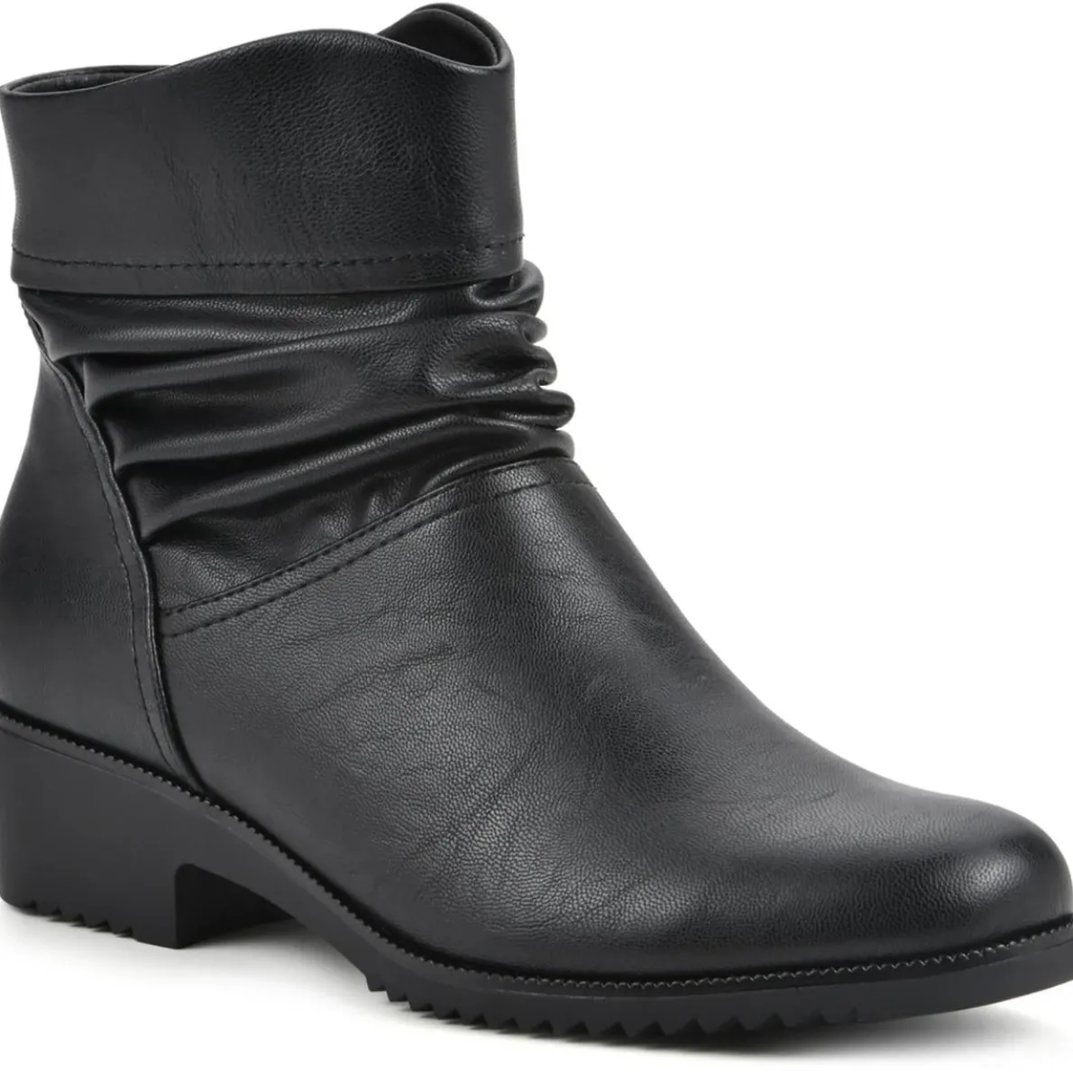 Durbon Faux Leather Round Toe Ankle Boots