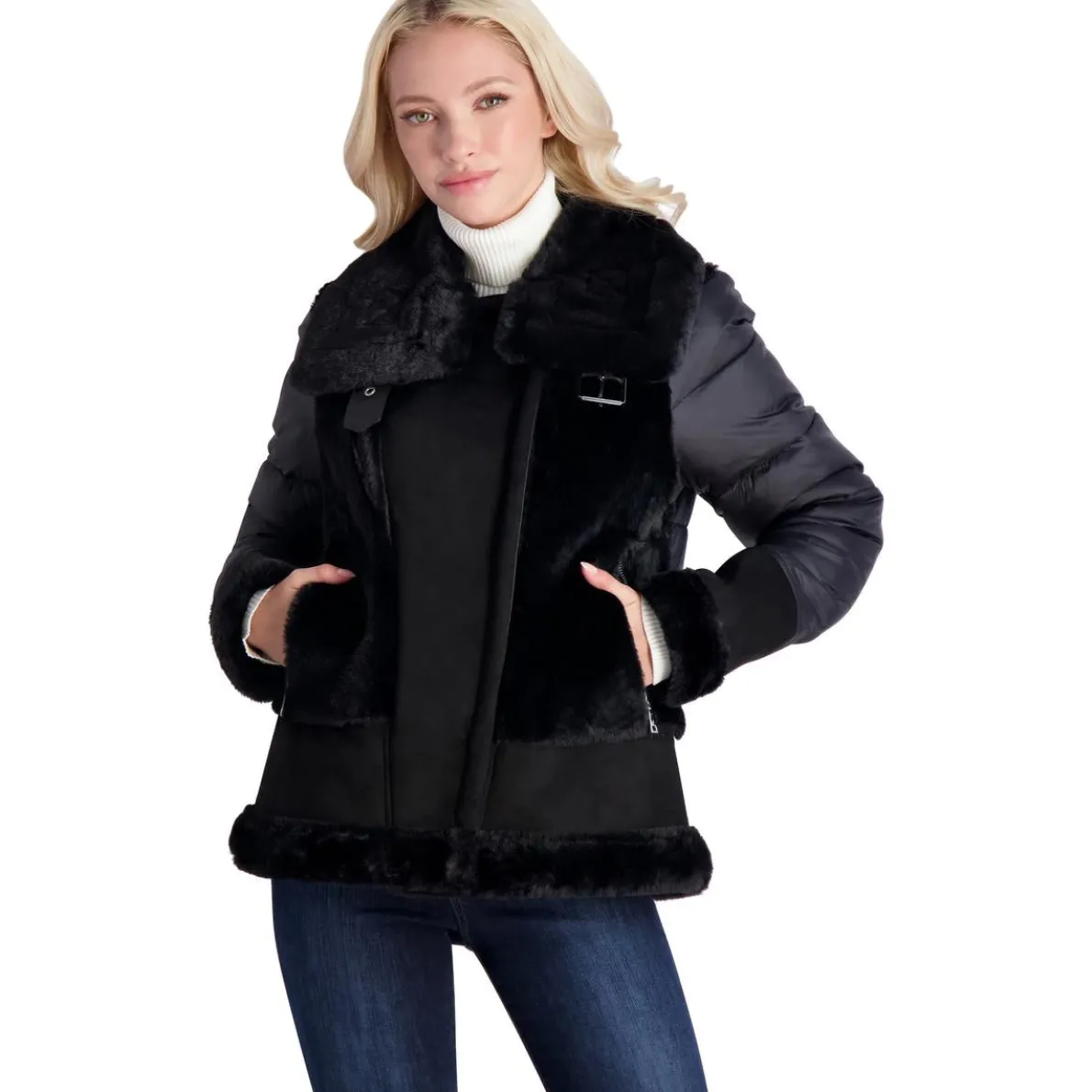 Saylor Mixed Media Puffer Coat
