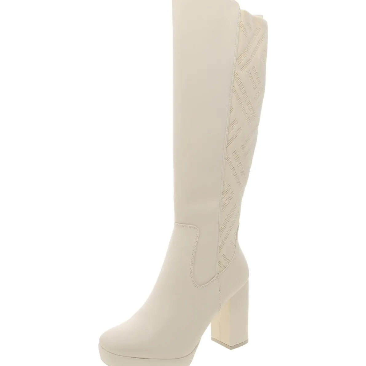 Elisenda Zipper Faux Leather Knee-High Boots
