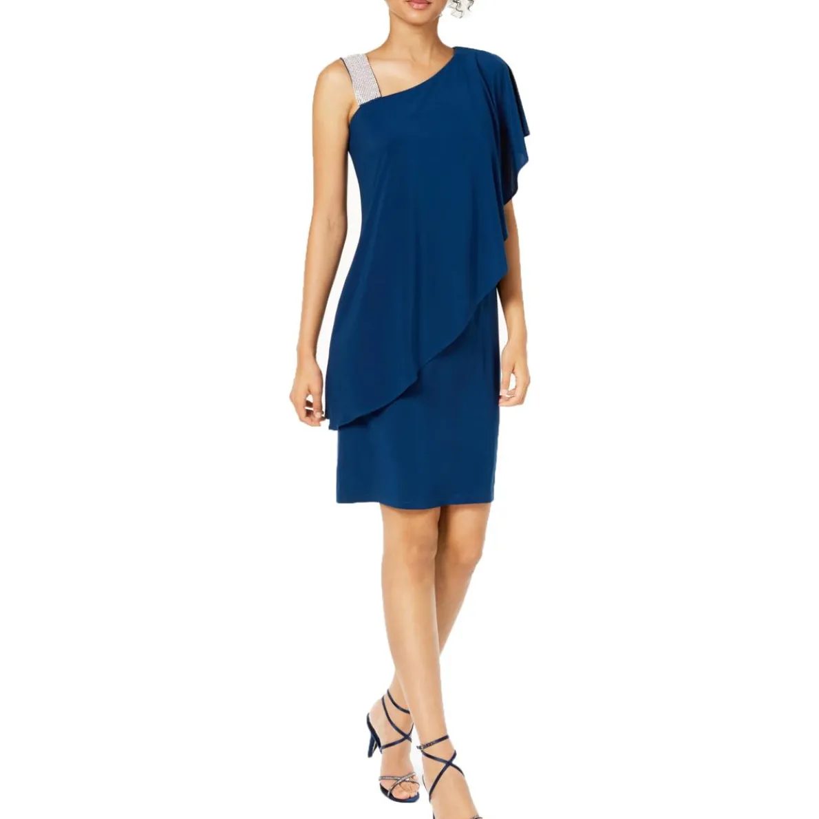 Embellished Asymmetric Cocktail Dress