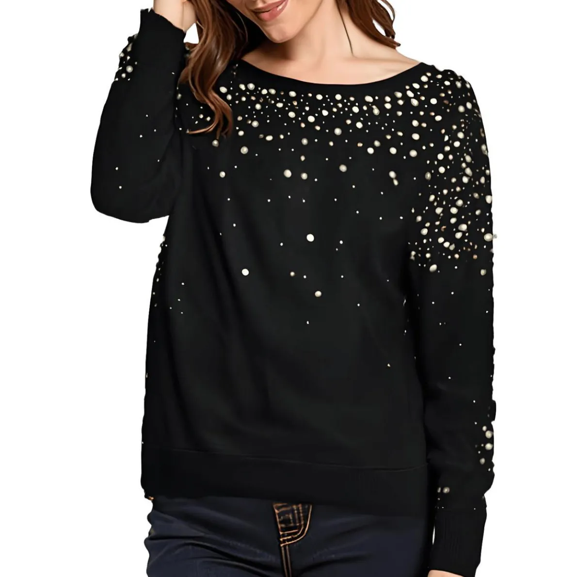 Embellished Knit Pullover Sweater