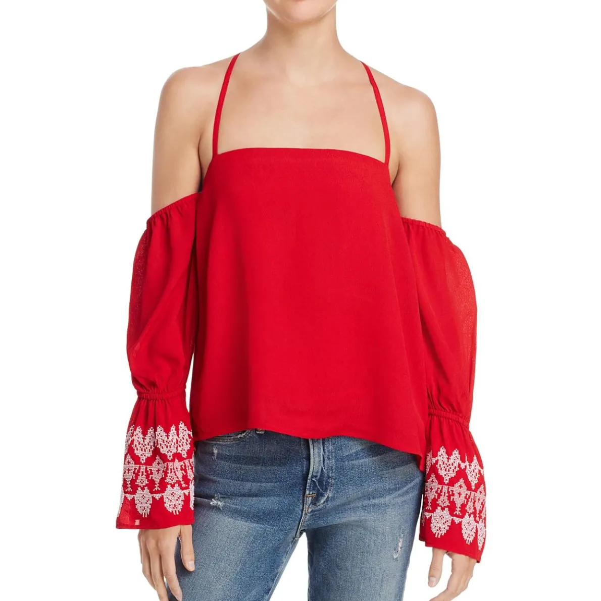 Embroidered Off-the-Shoulders Pullover Top
