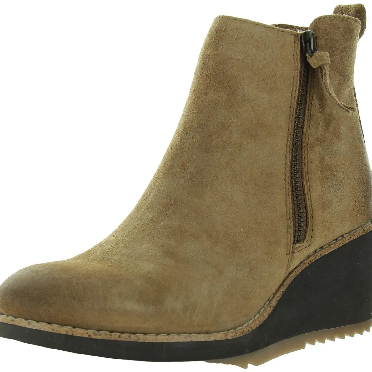 Emeline Zipper Suede Wedge Boots