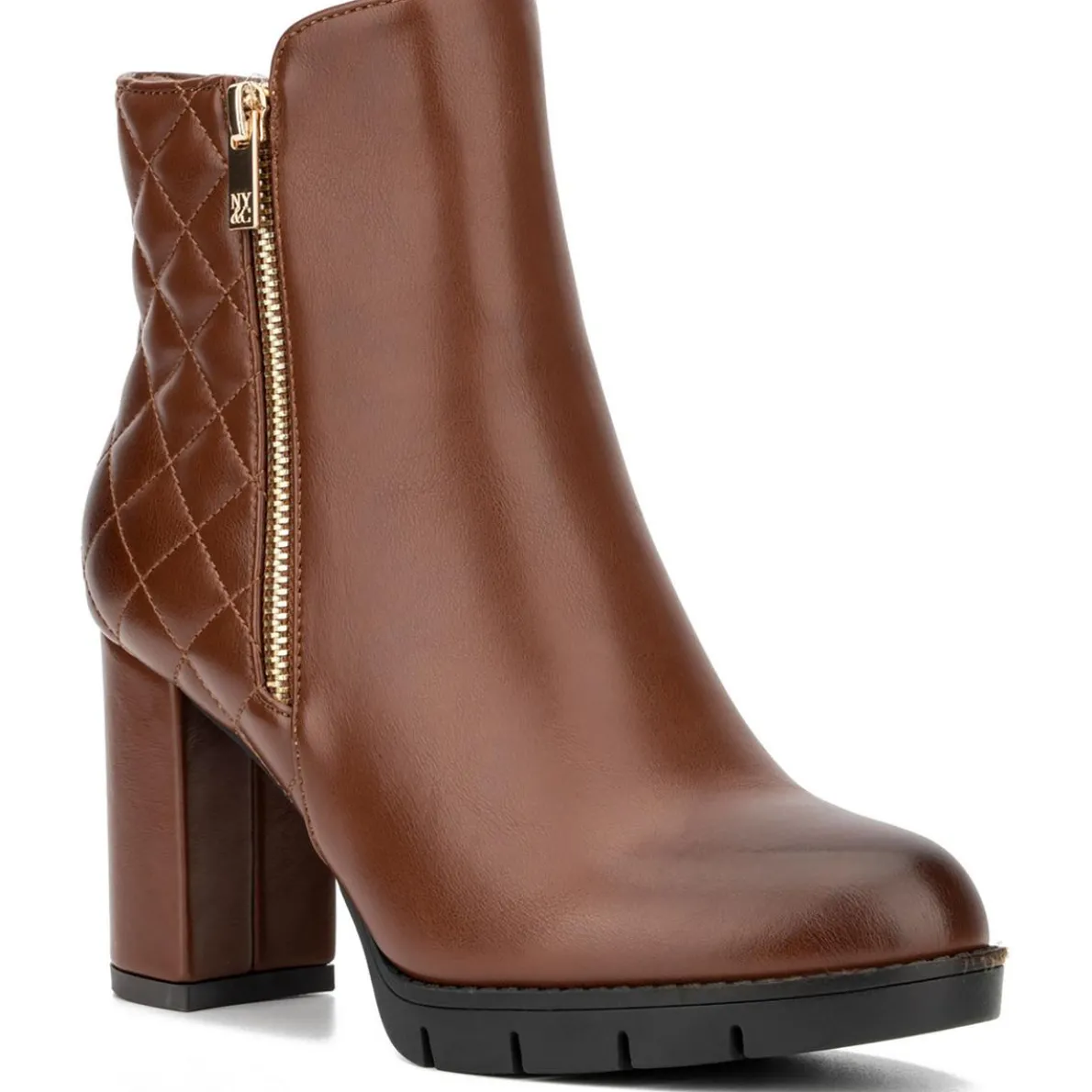 Emmalynn Bootie Faux Leather Quilted Ankle Boots