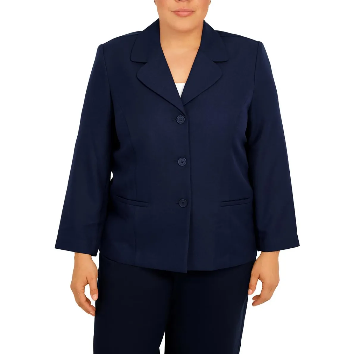 Plus Ribbed Two-Button Blazer