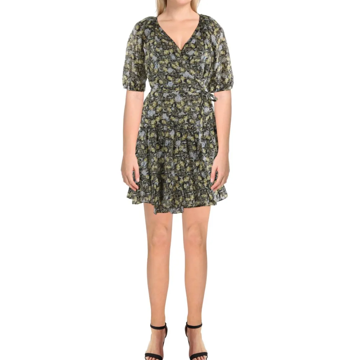 Floral Print Mini Wrap Dress