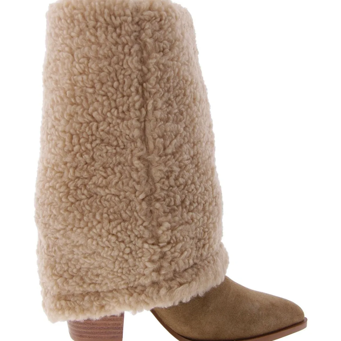 Livvy-F Faux Shearling Block Heel Mid-Calf Boots