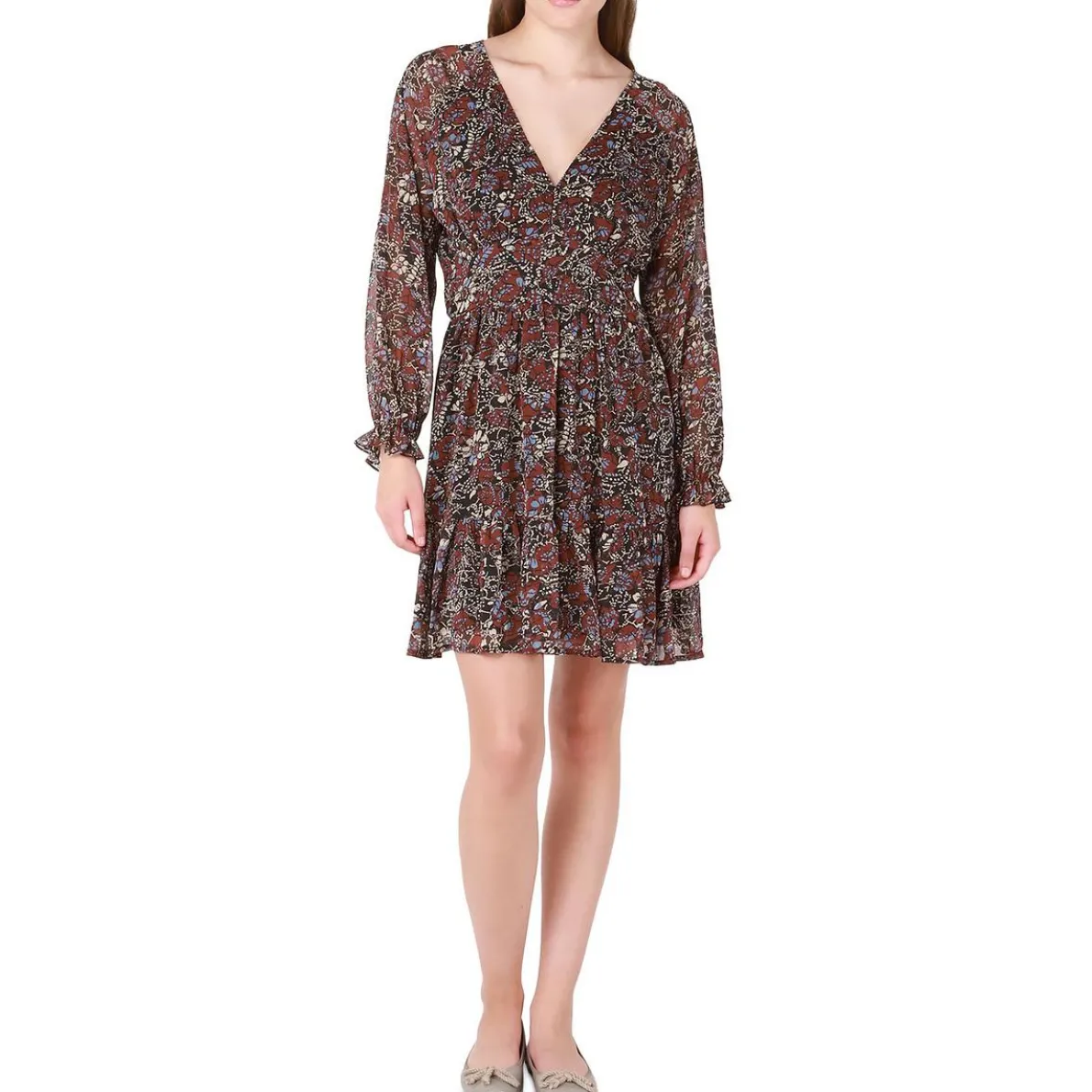 V-Neck Knee Fit & Flare Dress