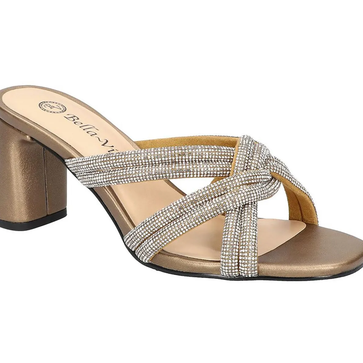 Carmen Faux Leather Rhinestone Heels