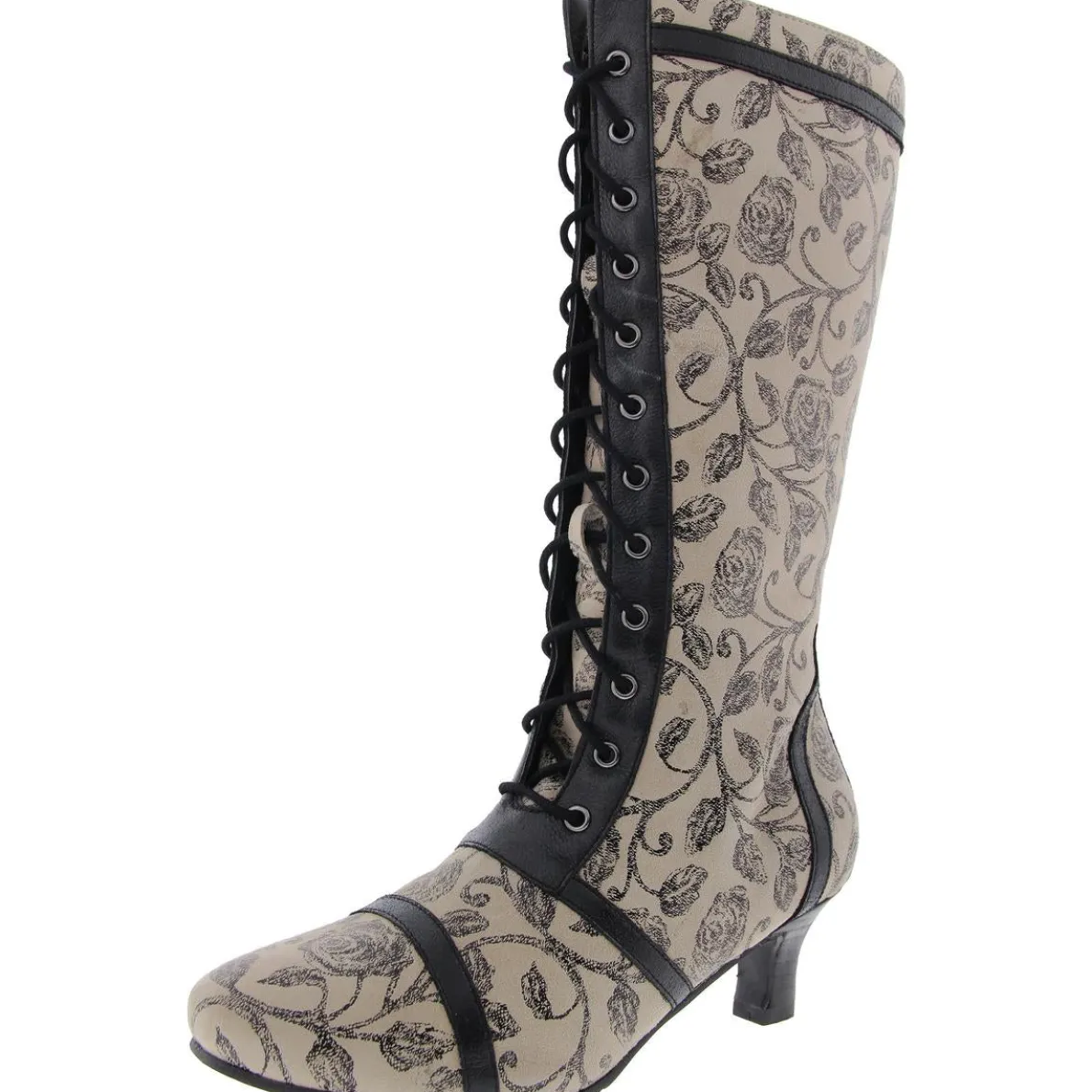 Vintage 2.0 Floral Print Leather Knee-High Boots