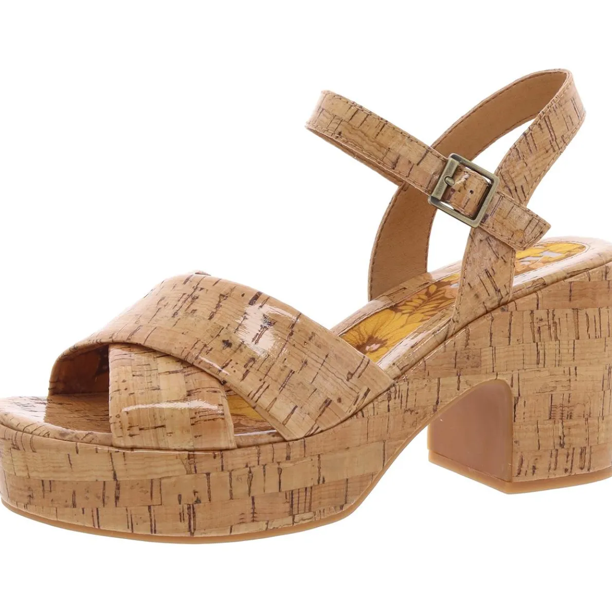 Buckle Cork Platform Heels