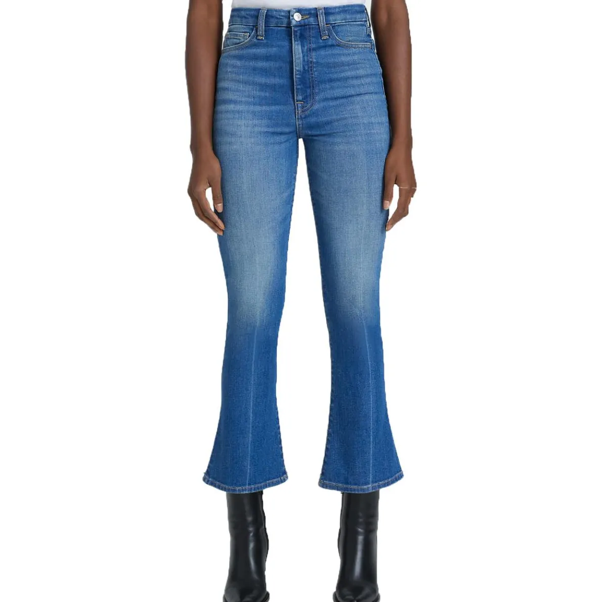 Faded Denim Cropped Jeans