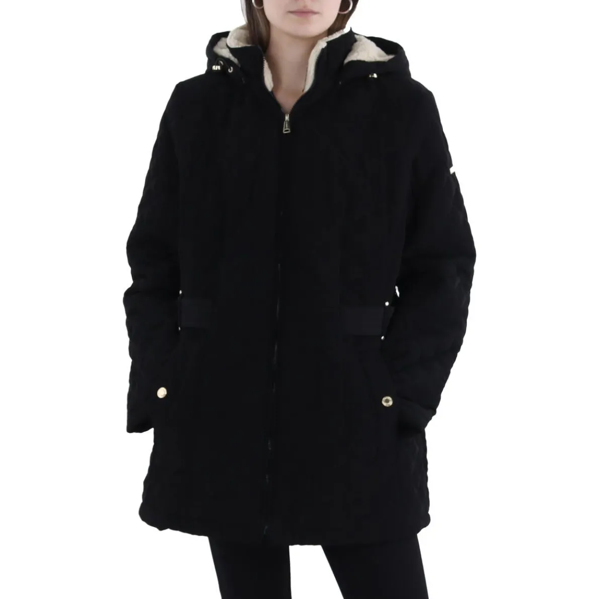 Faux Fur Hooded Quilted Coat