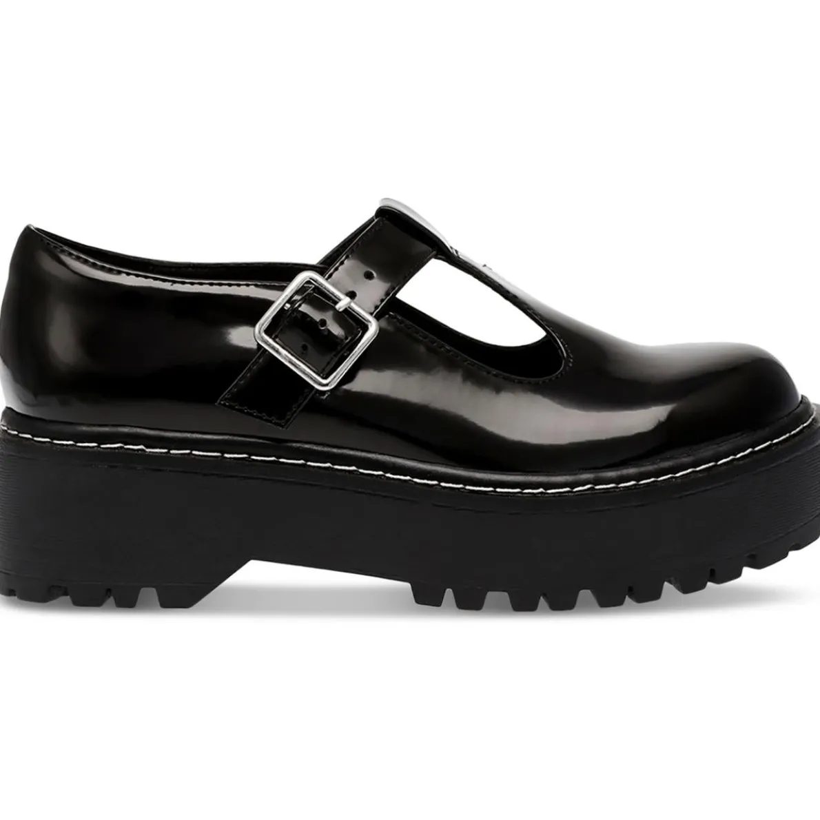 Faux Leather Buckle Mary Janes