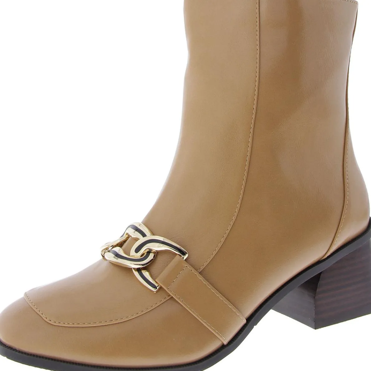 Faux Leather Chain Ankle Boots