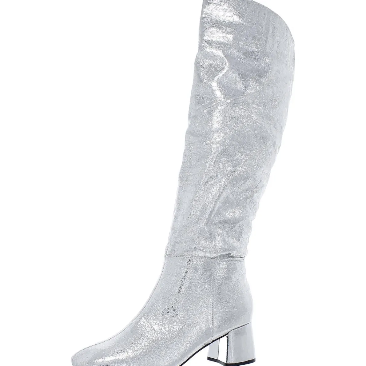 Faux Leather Metallic Knee-High Boots
