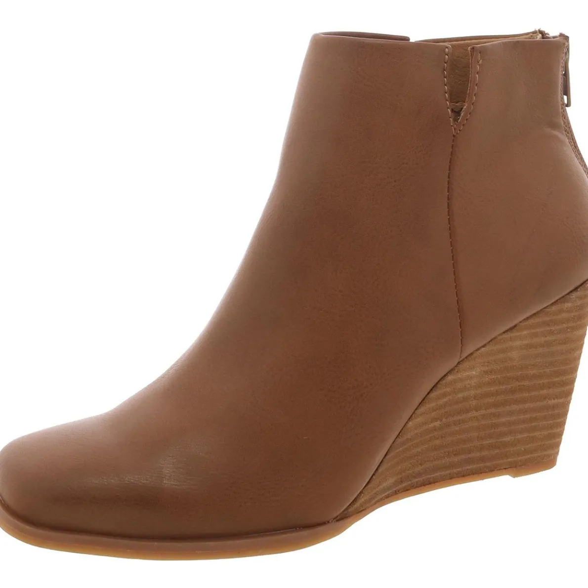 Faux Leather Padded Insole Wedge Boots