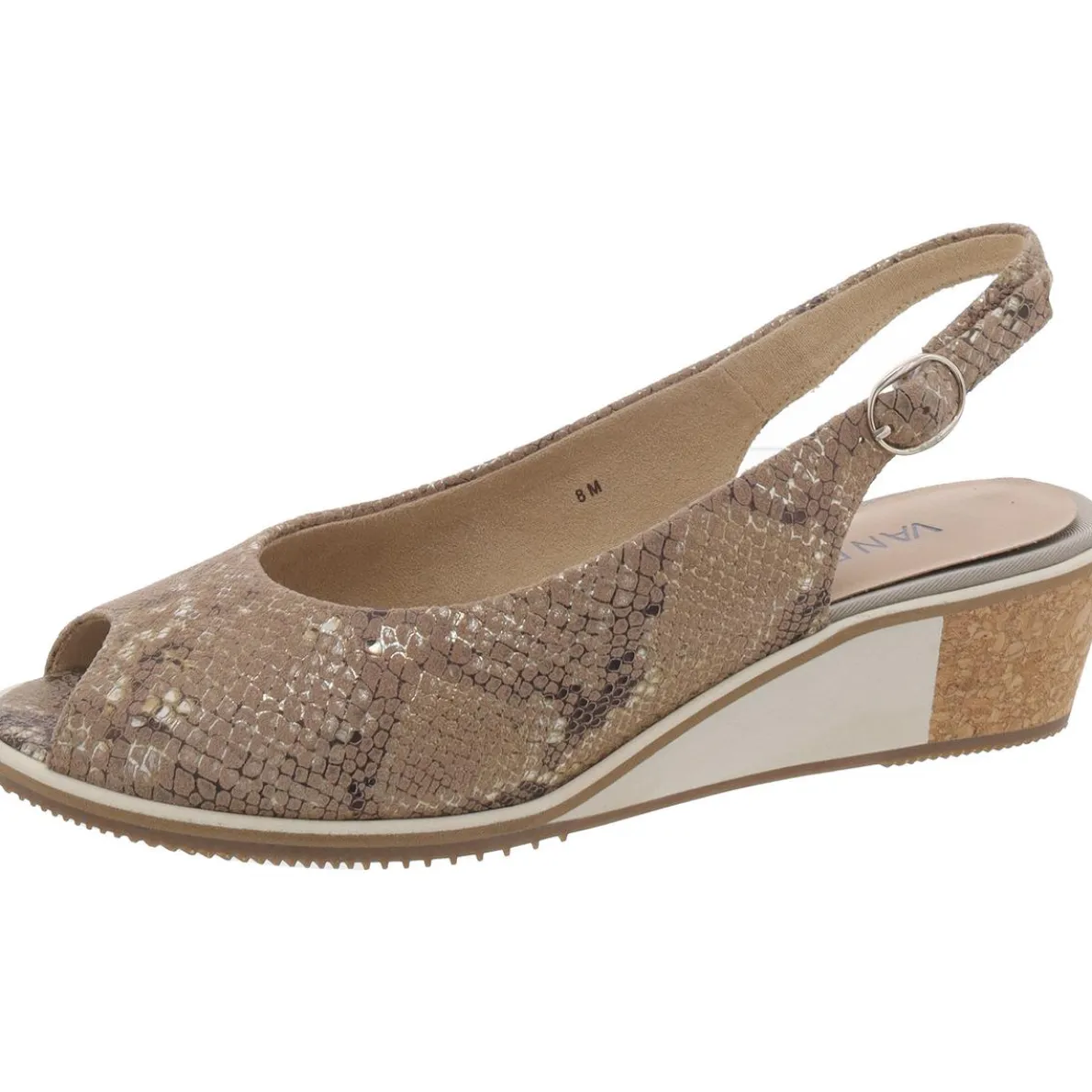 Faux Leather Peep Toe Slingback Sandals