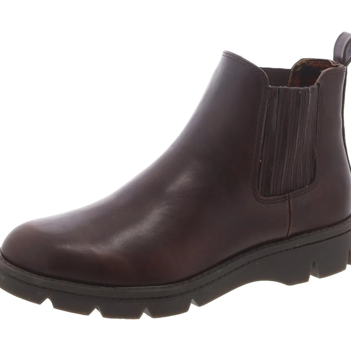 Faux Leather Pull On Ankle Boots