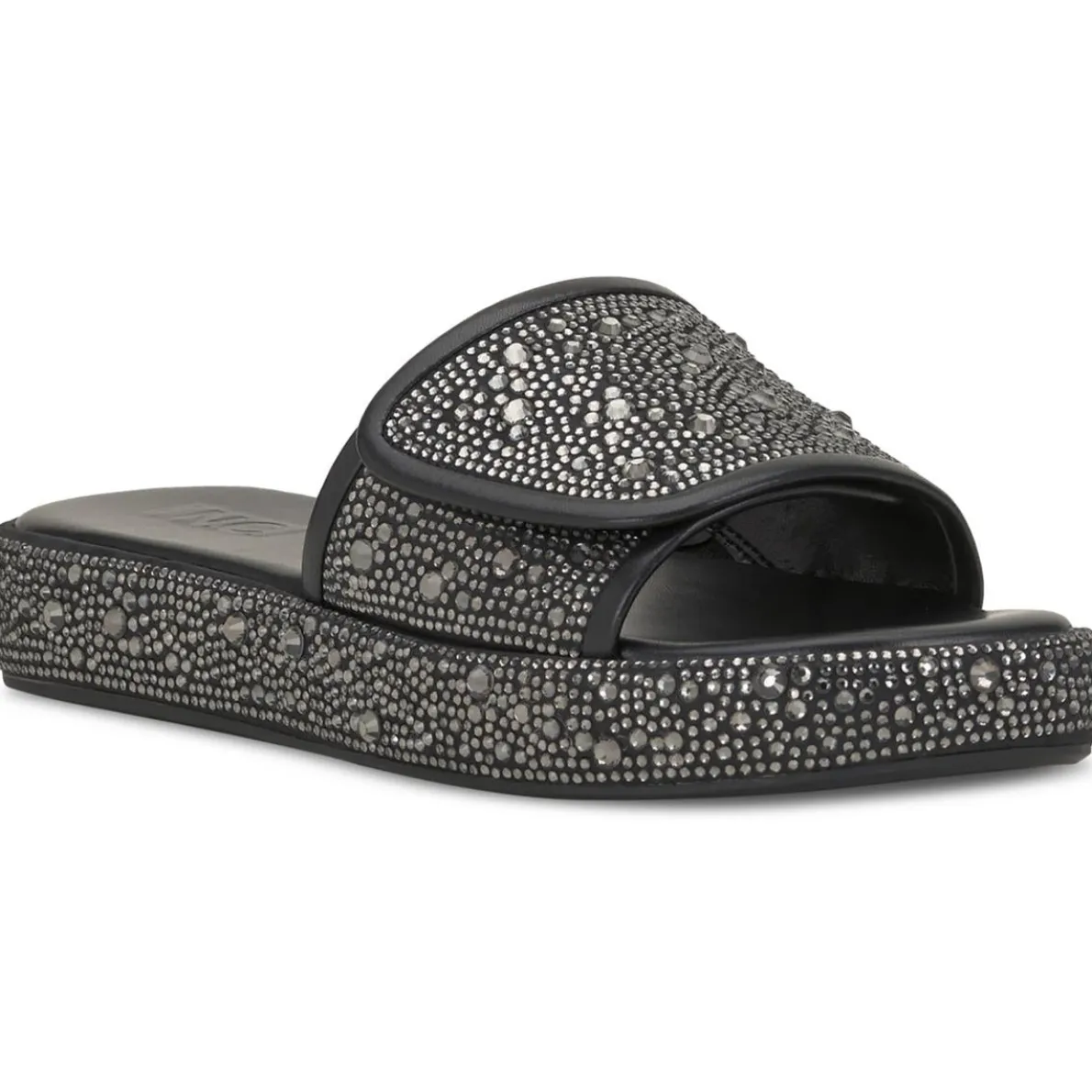 Faux Leather Slip On Slide Sandals