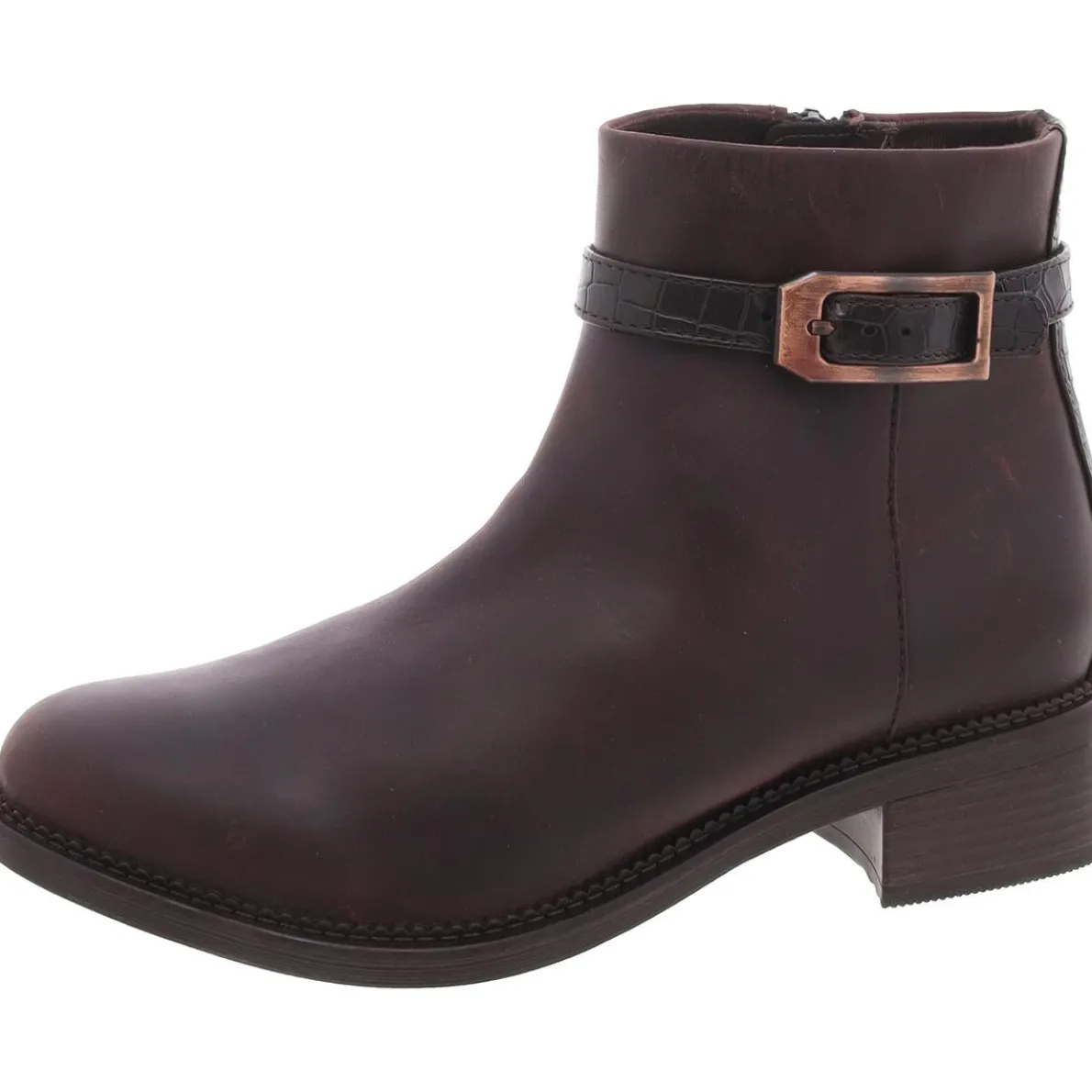 Faux Leather Solid Ankle Boots