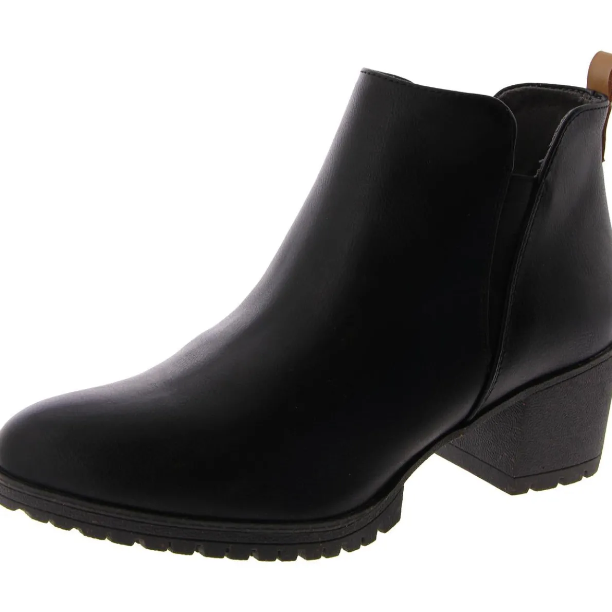 Faux Leather Solid Ankle Boots