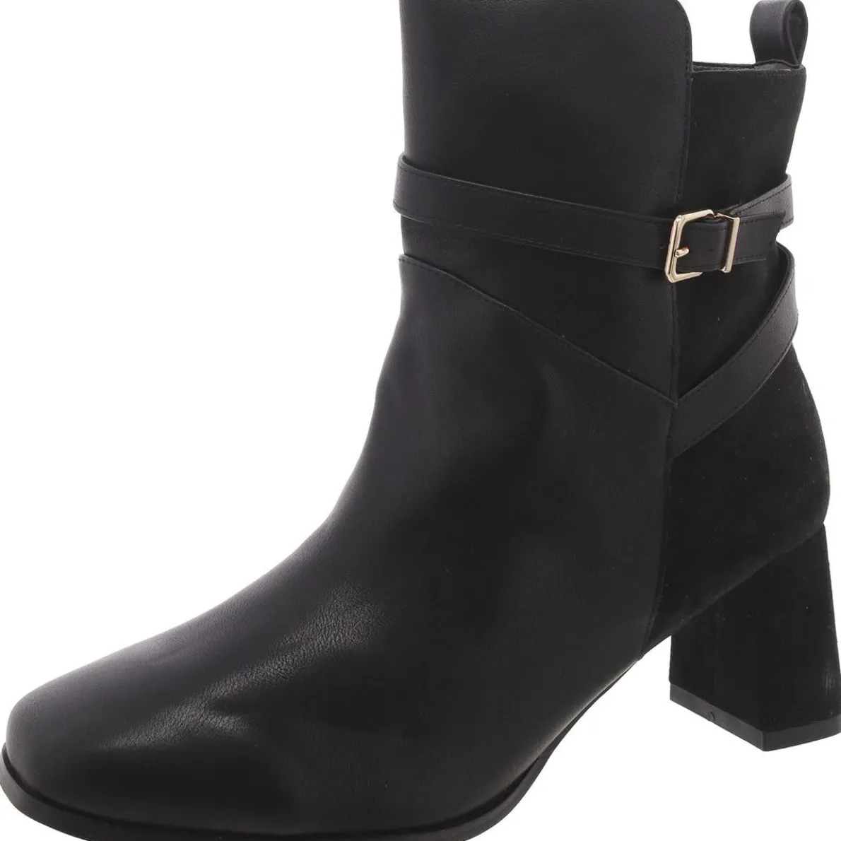 Faux Leather Solid Mid-Calf Boots