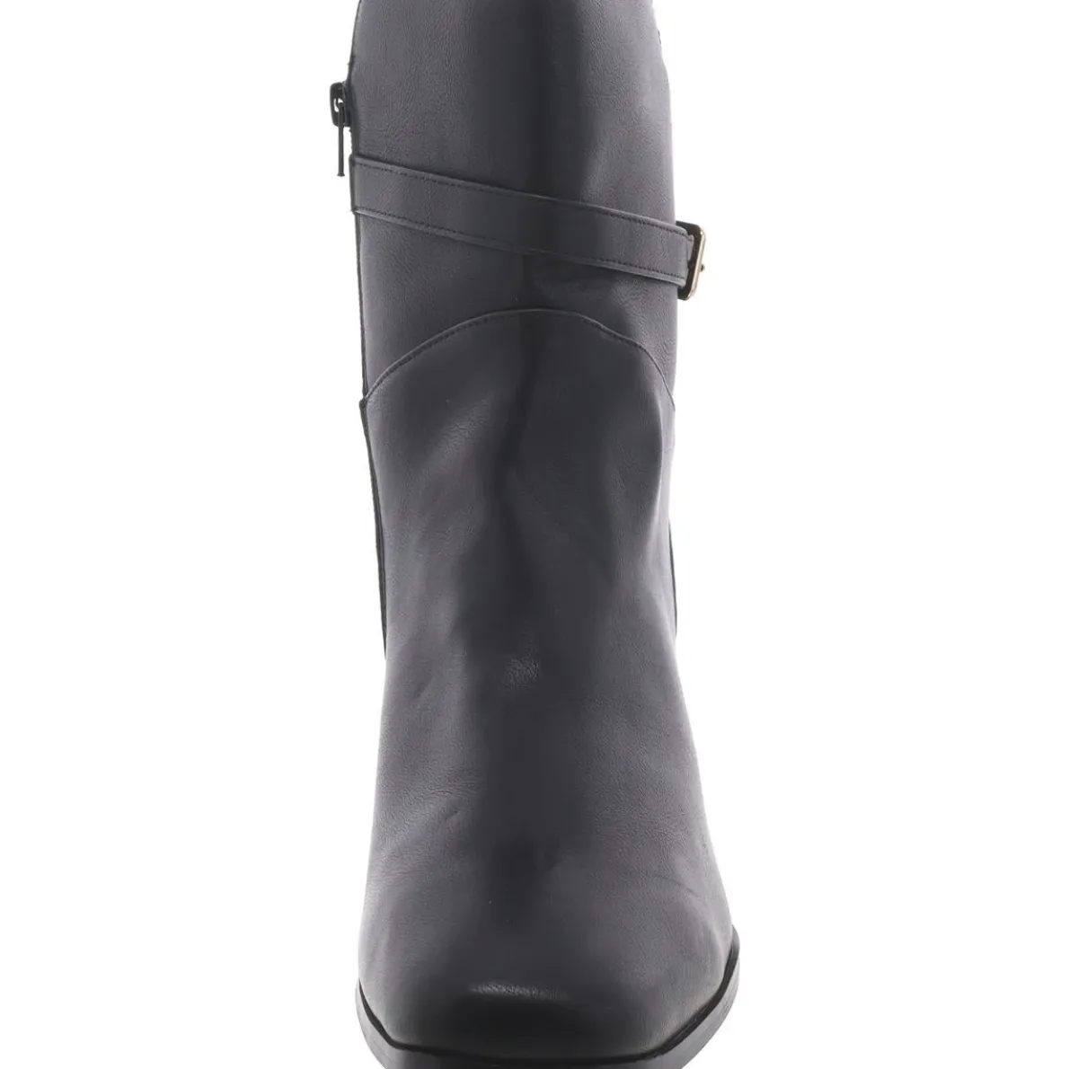 Faux Leather Solid Mid-Calf Boots