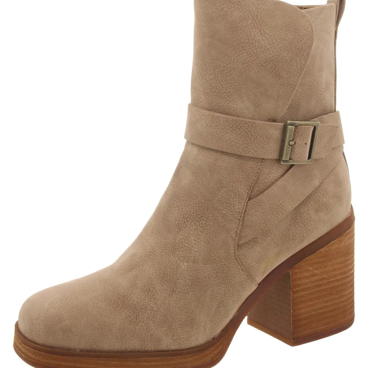 Faux Leather Solid Mid-Calf Boots