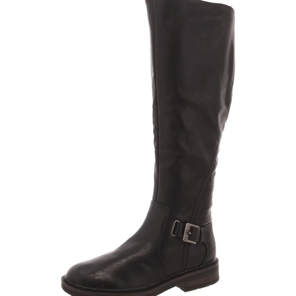 Faux Leather Solid Knee-High Boots