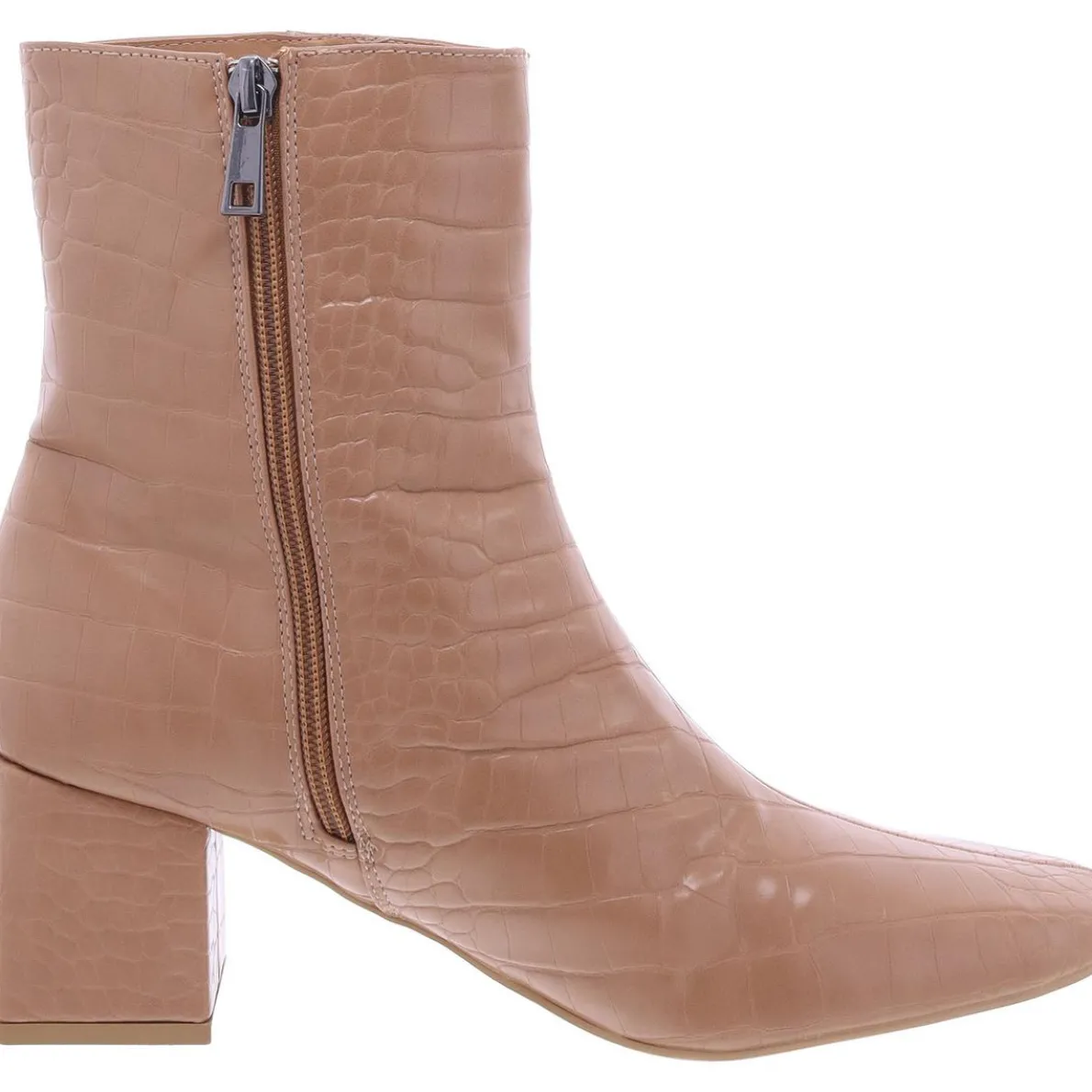 Faux Leather Square Toe Booties