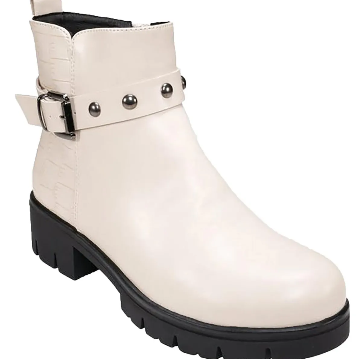 Faux Leather Studded Booties