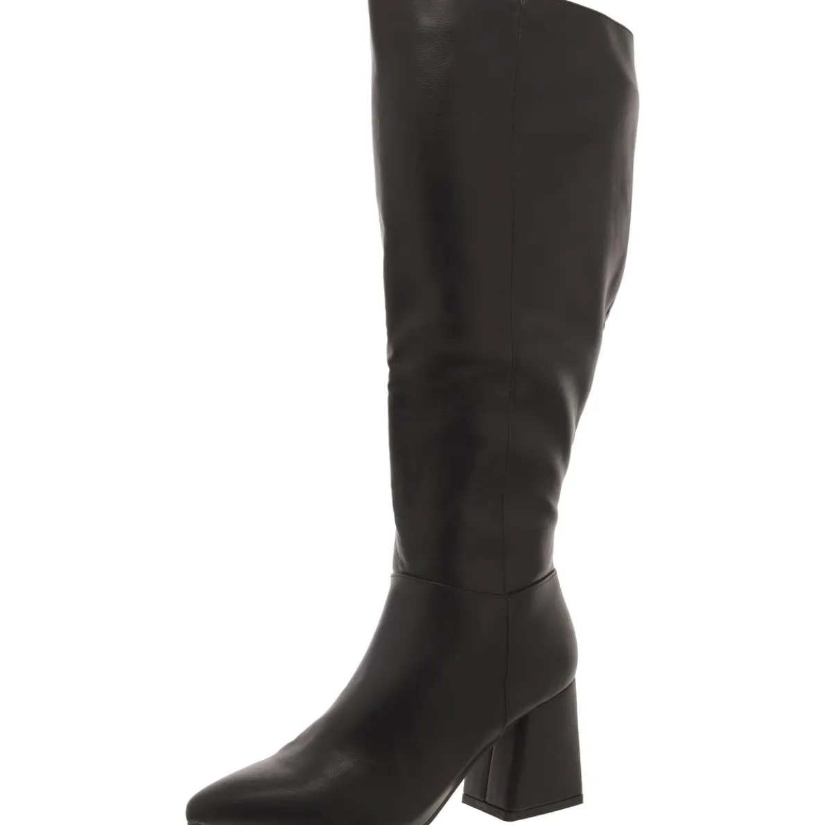Faux Leather Wide Calf Knee-High Boots