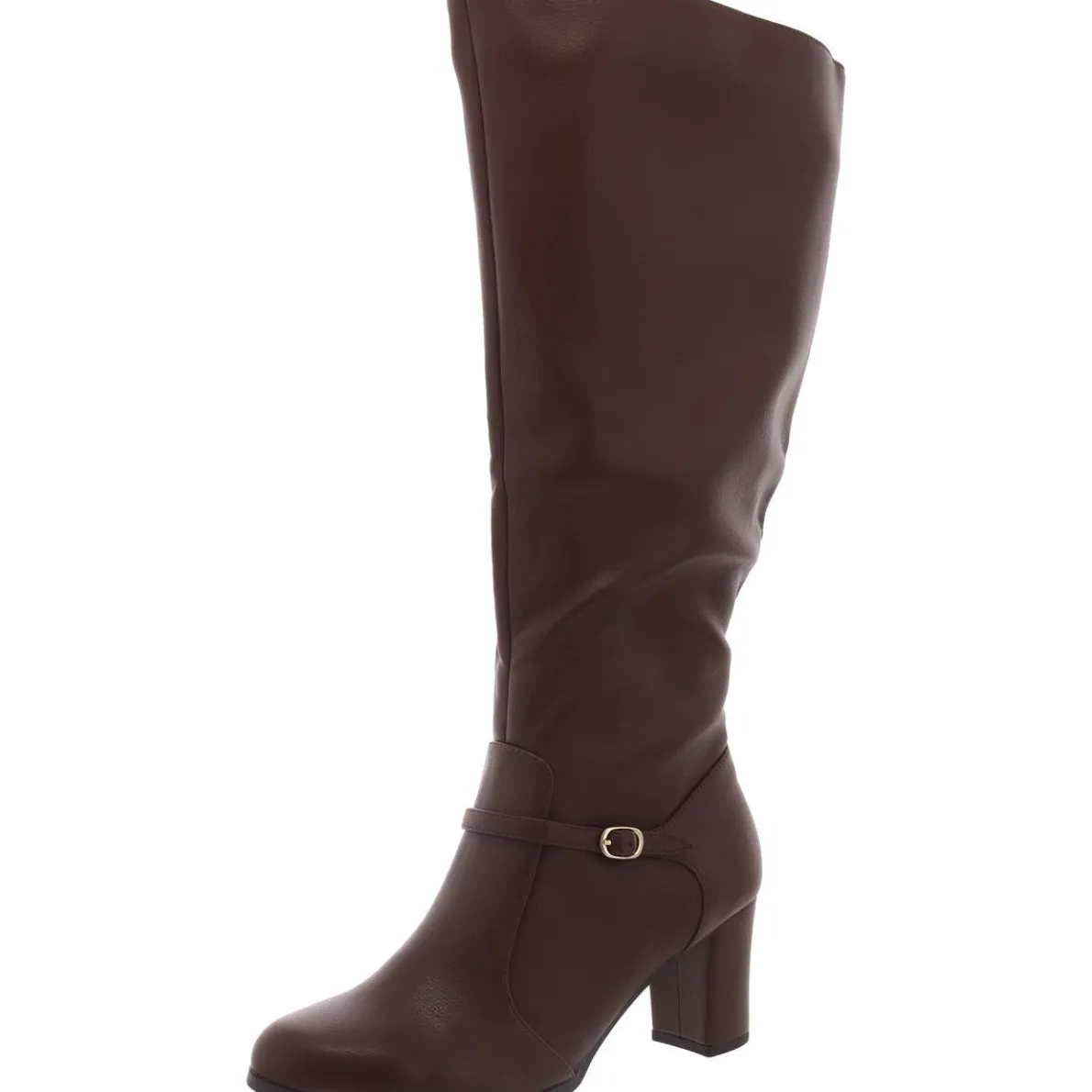 Faux Leather Wide Calf Knee-High Boots
