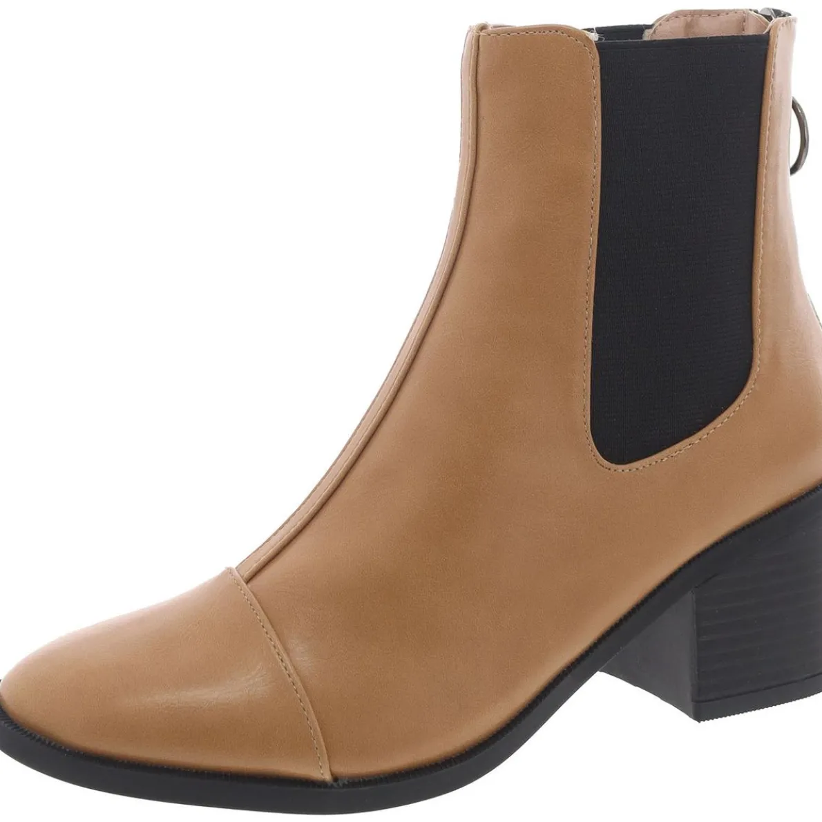 Faux Leather Zipper Chelsea Boots