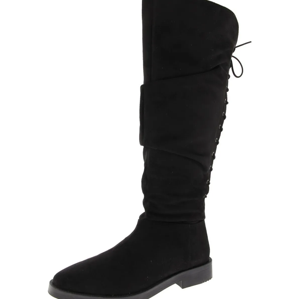 Faux Suede Lace-Up Knee-High Boots
