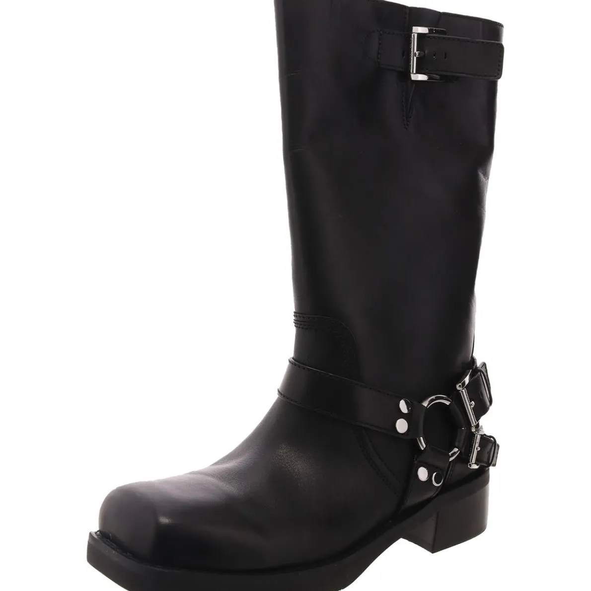 40F4CBFB7L Buckle Leather Mid-Calf Boots