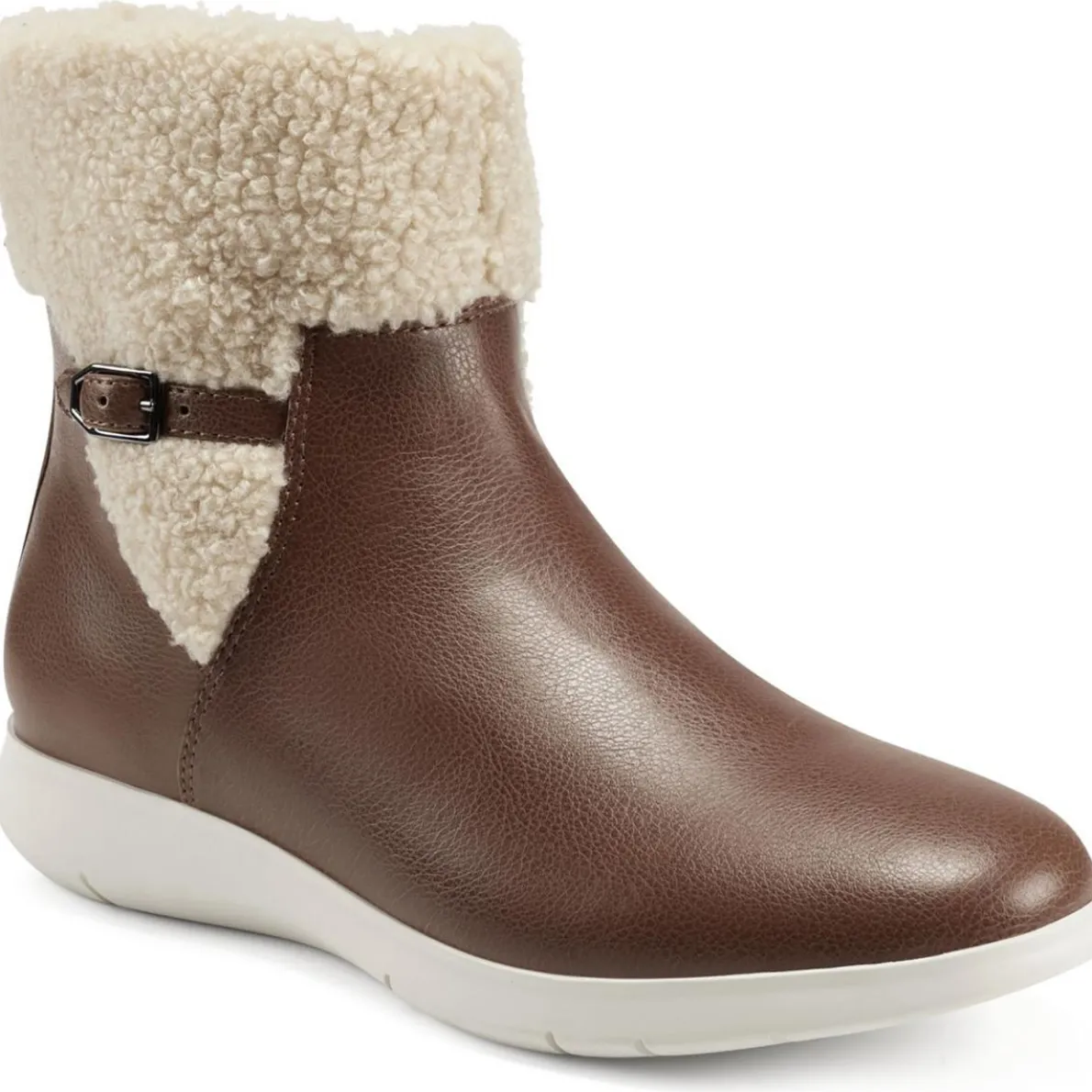 FERRA Faux Leather Faux Fur Ankle Boots