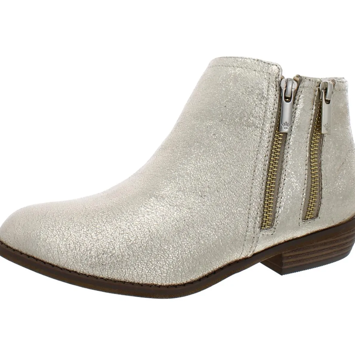 Tabara Metallic Double Zipper Ankle Boots