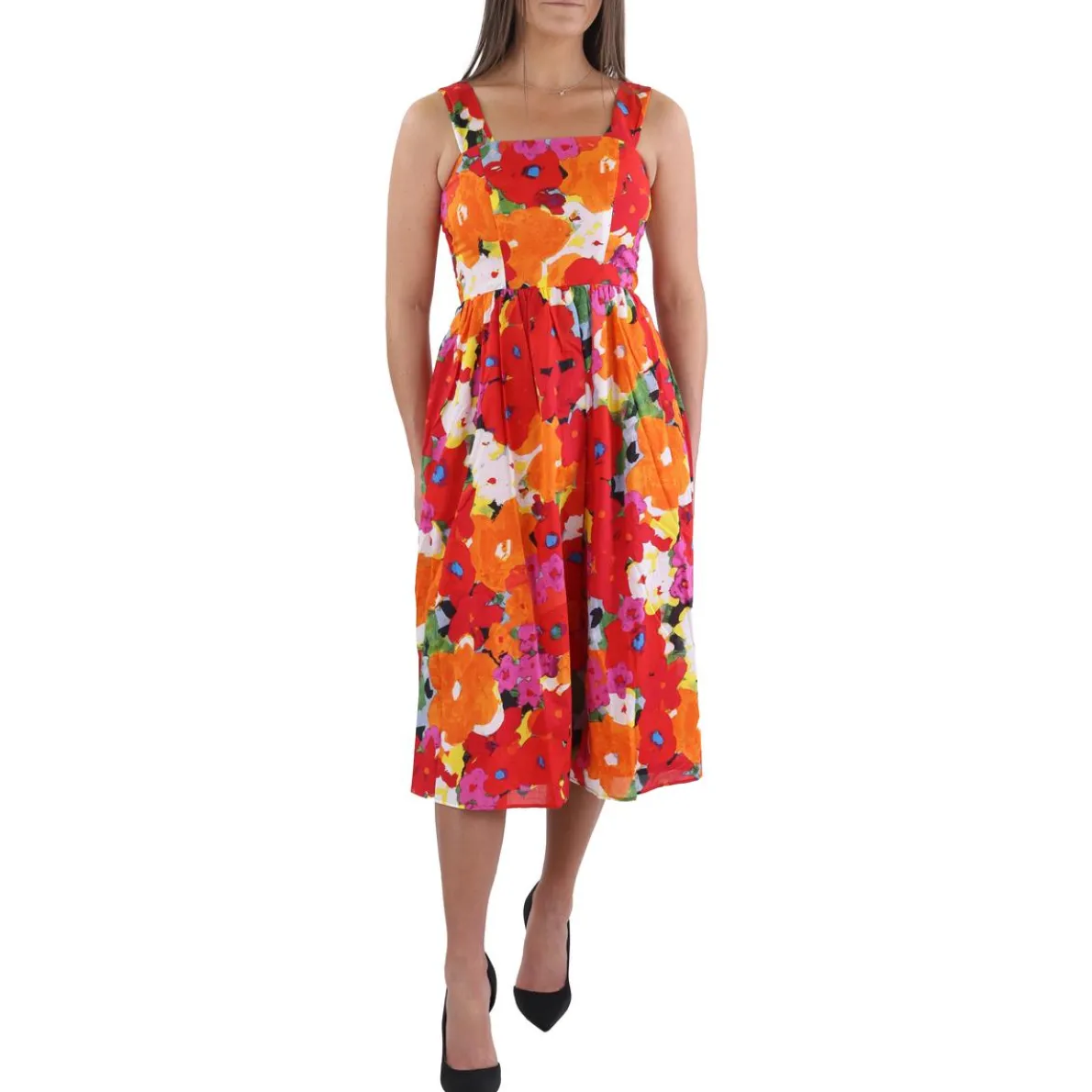 Floral Print Cotton Midi Dress