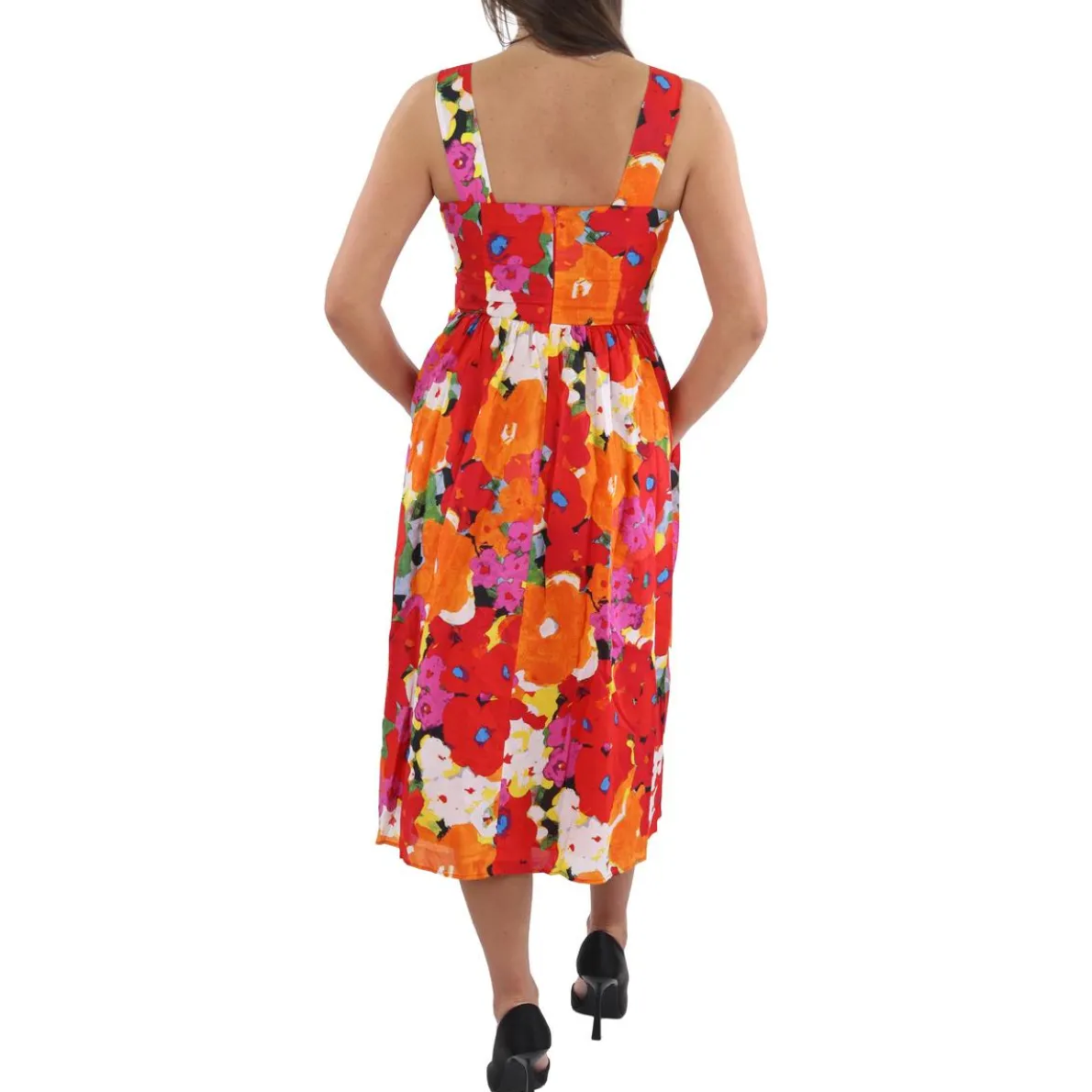 Floral Print Cotton Midi Dress