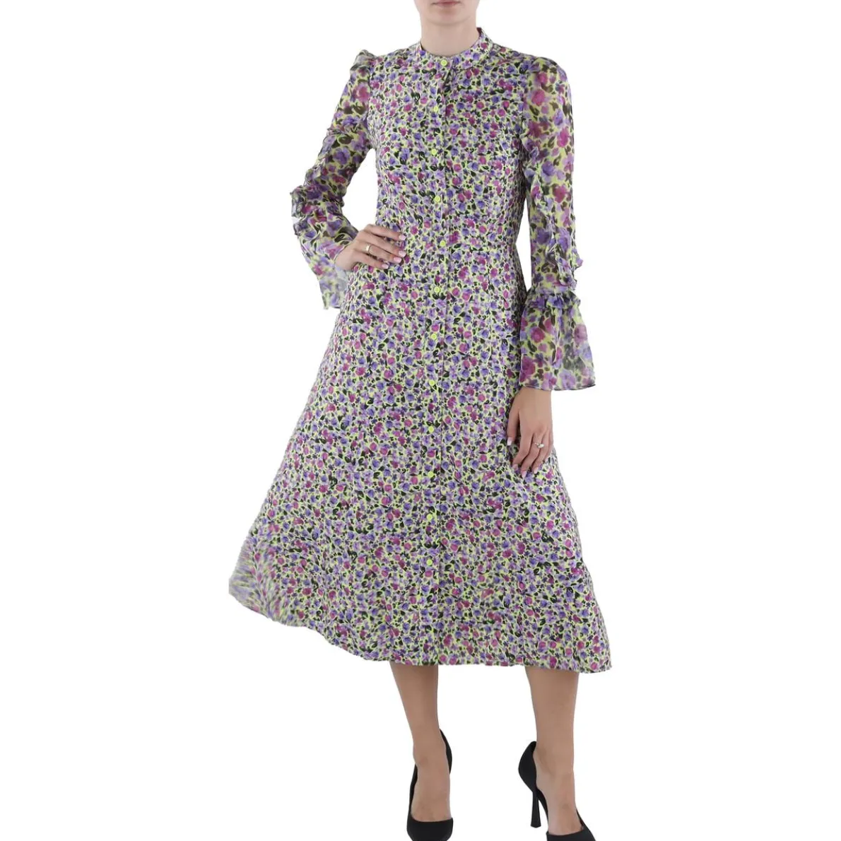 Floral Print Mid Calf Midi Dress